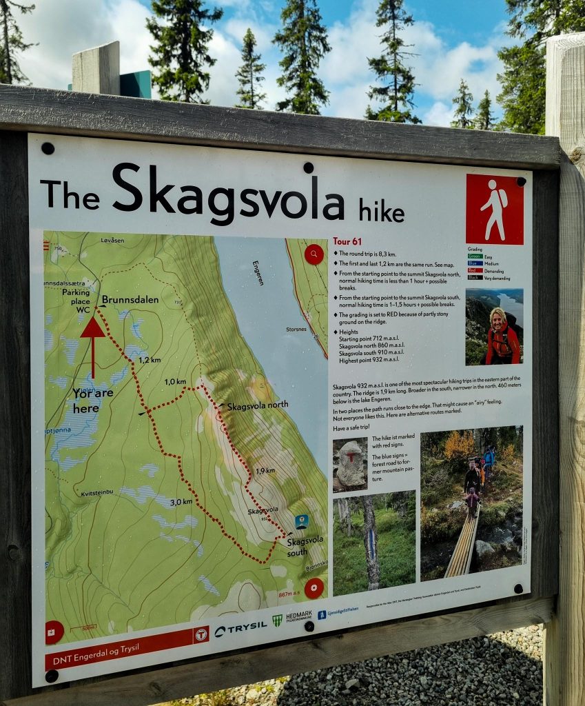 karta över vandringen till Skagsvola